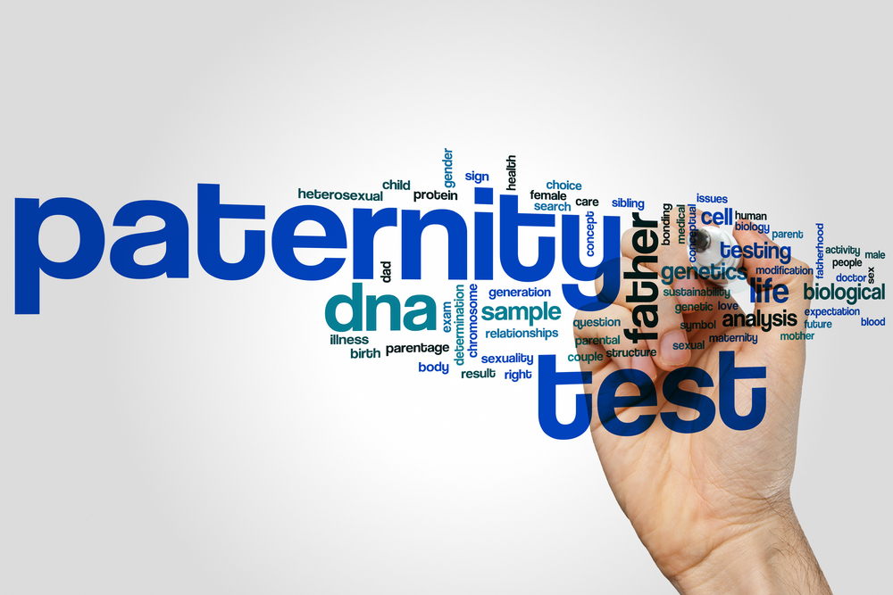 Word cloud containing paternity test